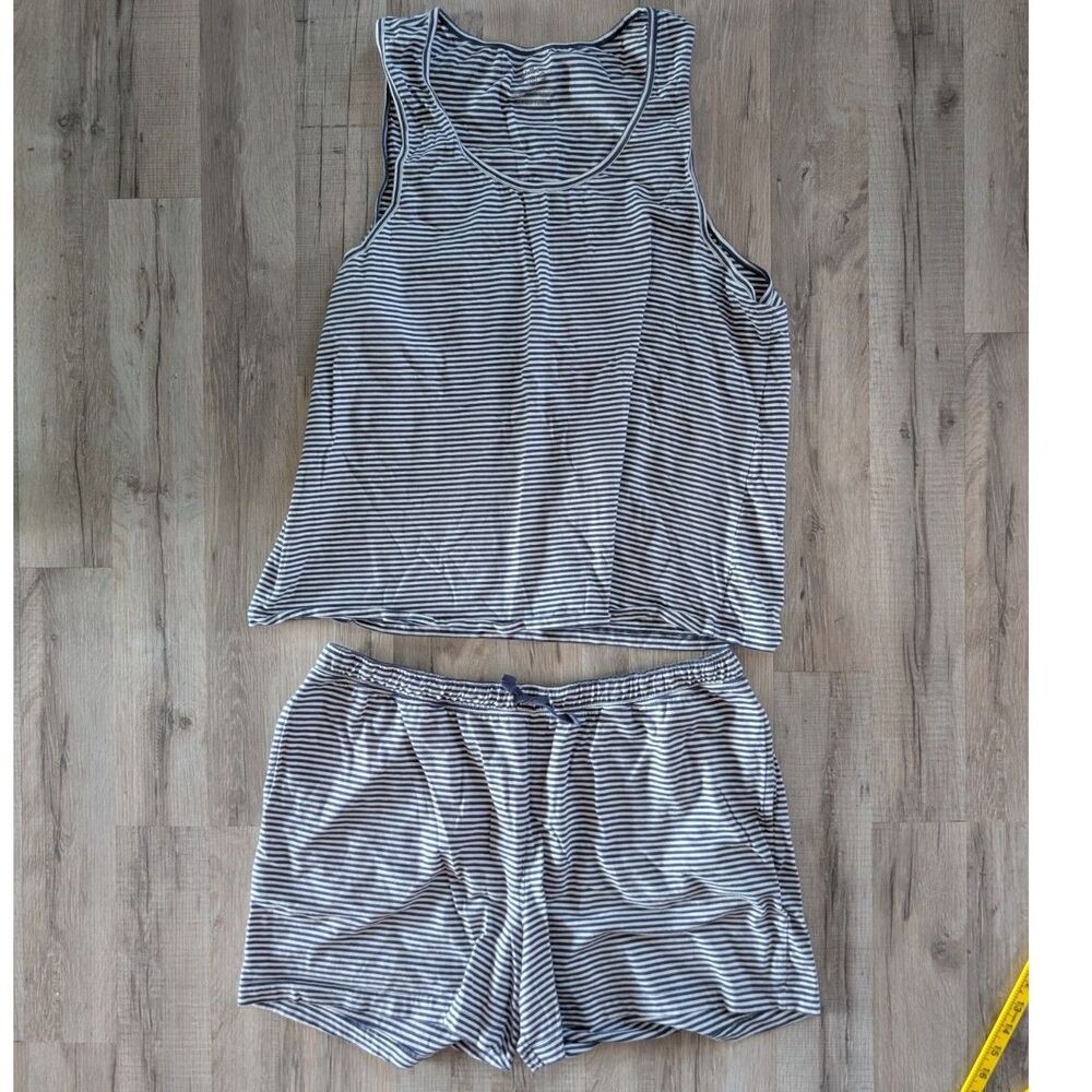 Primary Womens Two Piece Striped Navy Tank and Shorts Set, XL/XXL (C2)